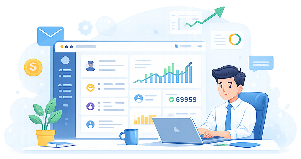 MyFX CRM dashboard illustration